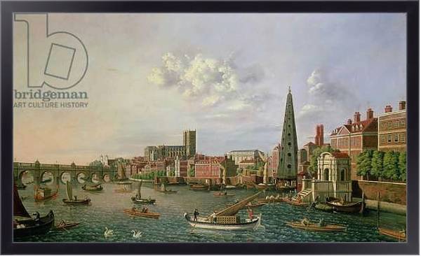 Постер A View of the River Thames at York Steps with Westminster Abbey beyond с типом исполнения На холсте в раме в багетной раме 221-01