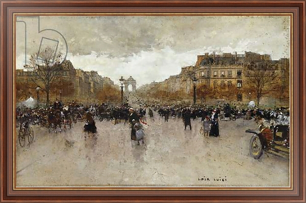 Постер Rond Point des Champs Elysees, Paris, с типом исполнения На холсте в раме в багетной раме 35-M719P-83