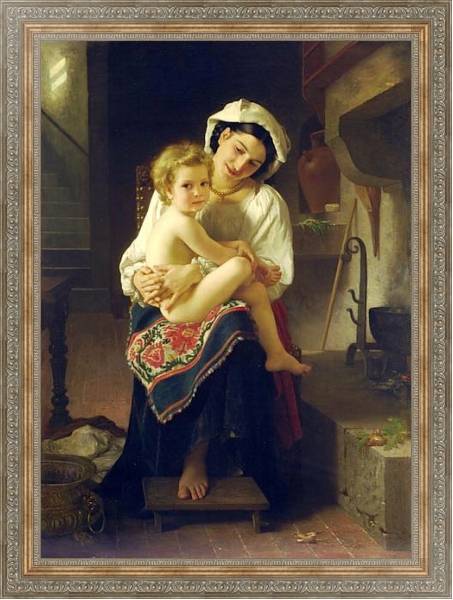 Постер Молодая мать смотрит на своего ребенка с типом исполнения На холсте в раме в багетной раме 484.M48.310
