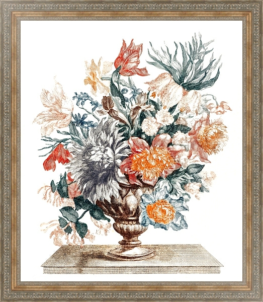Постер Каменная ваза с цветами (1688-1698) с типом исполнения На холсте в раме в багетной раме 484.M48.310