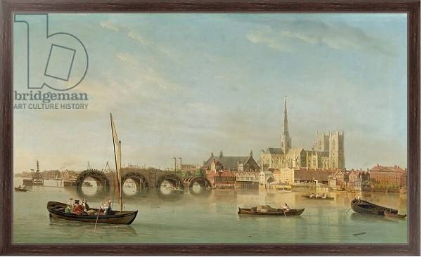 Постер The Building of Westminster Bridge with an imaginary view of Westminster Abbey, c.1742 с типом исполнения На холсте в раме в багетной раме 221-02