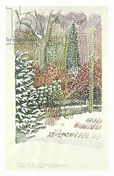 Постер Front Garden in Heavy Snowstorm с типом исполнения На холсте в раме в багетной раме 221-03