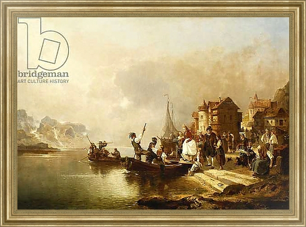 Постер A Wedding Party Boarding a Boat, 1864 с типом исполнения На холсте в раме в багетной раме NA033.1.051