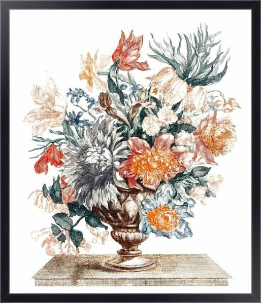 Постер Каменная ваза с цветами (1688-1698) с типом исполнения На холсте в раме в багетной раме 221-01