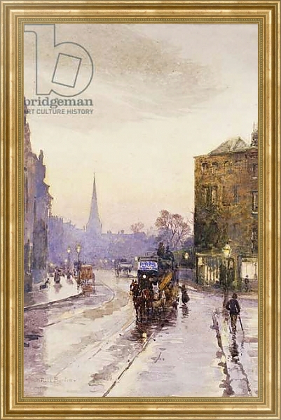 Постер Catching the Tram in Nassau Street, Dublin, 1 с типом исполнения На холсте в раме в багетной раме NA033.1.051