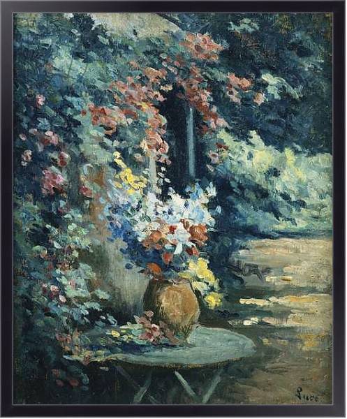 Постер Flowers in a Landscape; Bouquet de Fleurs dans un Paysage, с типом исполнения На холсте в раме в багетной раме 221-01