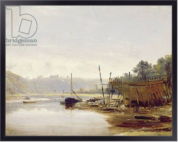 Постер Boat Building near Dinan, Brittany, c.1838 с типом исполнения На холсте в раме в багетной раме 221-01