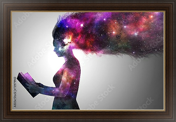 Постер Книжный космос с типом исполнения На холсте в раме в багетной раме 1.023.151