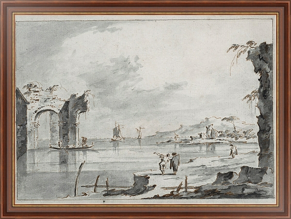 Постер The Venetian lagoon with ruins and figures с типом исполнения На холсте в раме в багетной раме 35-M719P-83