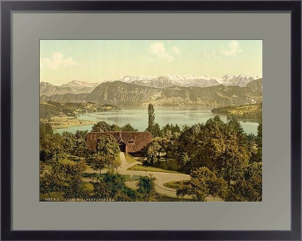 Постер Швейцария. Люцерн, панорама Альп с типом исполнения Под стеклом в багетной раме 221-01