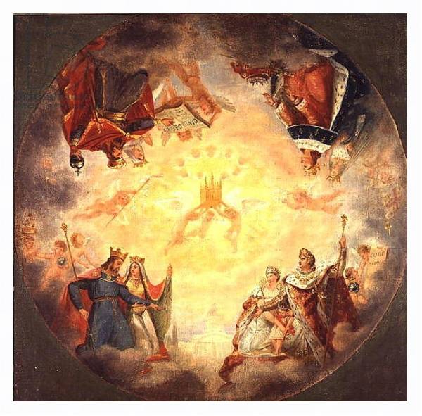 Постер Glory of St. Genevieve, study for the cupola of the Pantheon, c.1812 с типом исполнения На холсте в раме в багетной раме 221-03