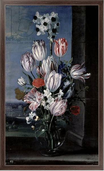 Постер Flowers in a Crystal Vase, 1652 с типом исполнения На холсте в раме в багетной раме 221-02