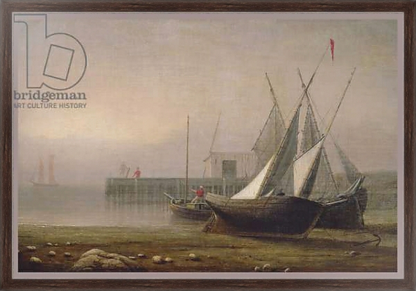 Постер Fishing Boats at Low Tide, c.1850s с типом исполнения На холсте в раме в багетной раме 221-02