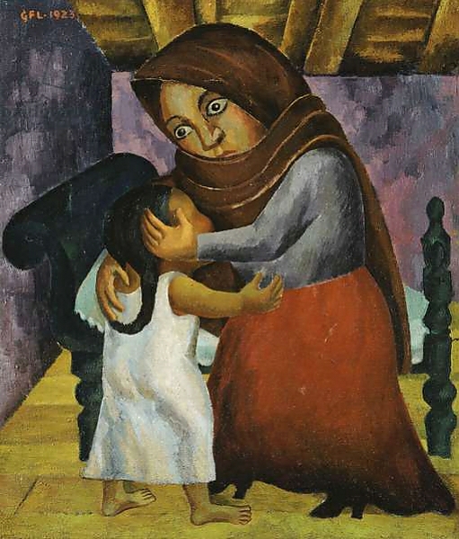 Постер Mother and Daughter, 1923 с типом исполнения На холсте без рамы