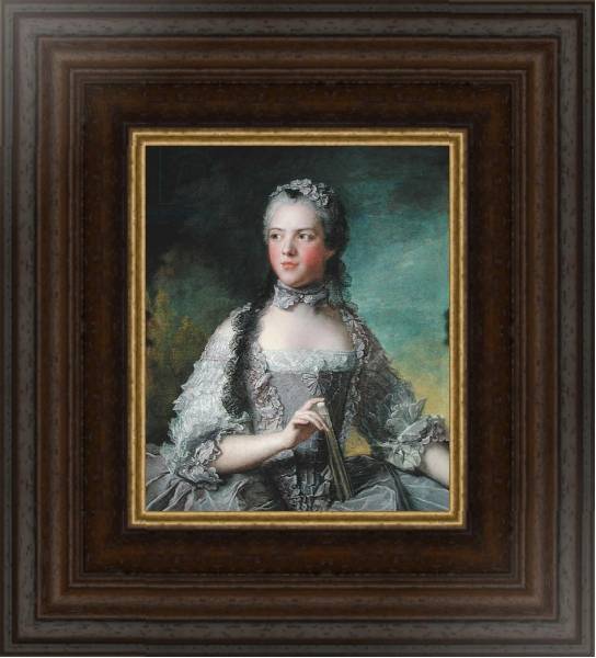 Постер Portrait of Adelaide de France with a Fan, 1749 с типом исполнения На холсте в раме в багетной раме 1.023.151