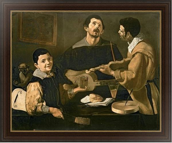 Постер Three Musicians, 1618 с типом исполнения На холсте в раме в багетной раме 1.023.151