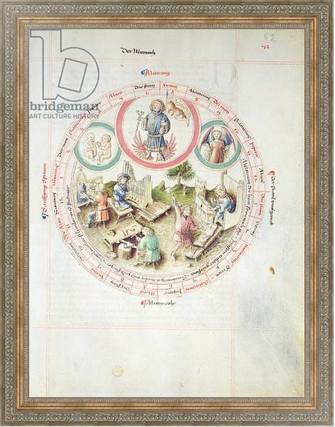 Постер MS 2a Astron 1, fol 5.2 Astrological chart depicting Wednesday с типом исполнения На холсте в раме в багетной раме 484.M48.310