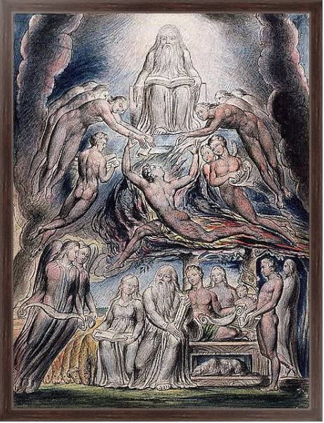 Постер Illustrations of the Book of Job, pl.3: Satan before the throne of God, after William Blake с типом исполнения На холсте в раме в багетной раме 221-02