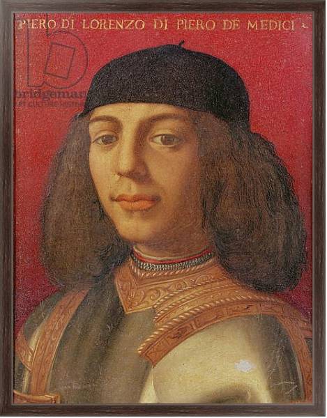 Постер Portrait of Piero di Lorenzo de Medici с типом исполнения На холсте в раме в багетной раме 221-02