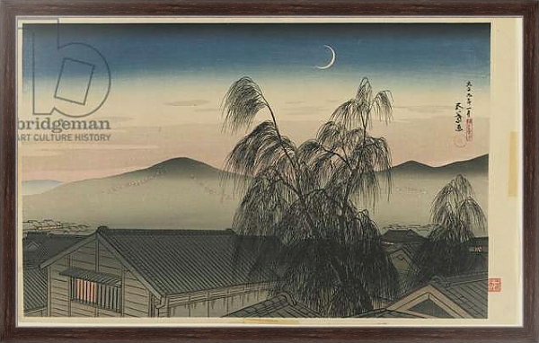 Постер Evening Moon in Kobe Taisho era, January 1920 с типом исполнения На холсте в раме в багетной раме 221-02
