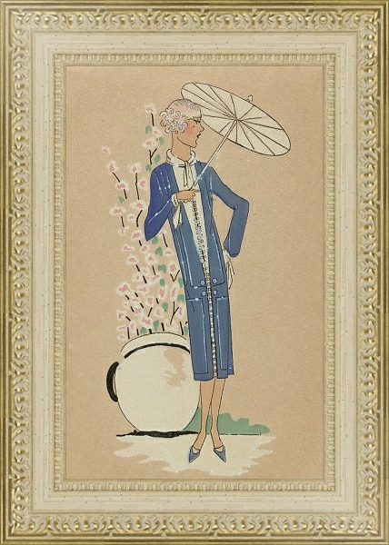 Постер Création Lucien LELONG. FLEUR DE PECHER с типом исполнения Акварель в раме в багетной раме 484.M48.725