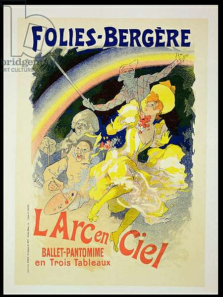 Постер Reproduction of a poster advertising 'The Rainbow', a ballet-pantomime presented by the Folies-Bergere, 1893 с типом исполнения На холсте без рамы