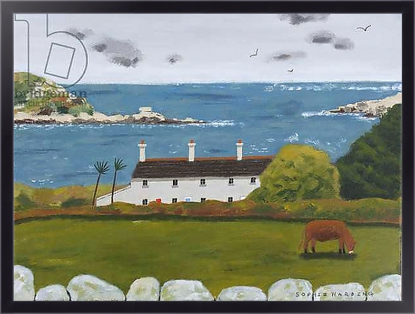 Постер Terraced Houses and Cow с типом исполнения На холсте в раме в багетной раме 221-01