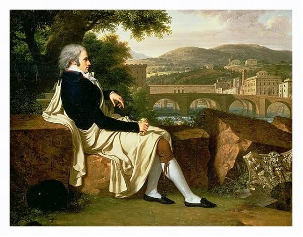 Постер Allen Smith seated Above the River Arno, contemplating Florence, 1797 с типом исполнения На холсте в раме в багетной раме 221-03