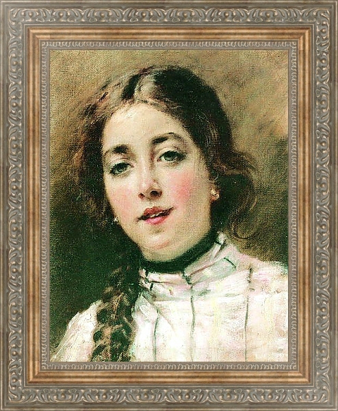 Постер Портрет дочери художника. Оленька. 1900-е с типом исполнения На холсте в раме в багетной раме 484.M48.310