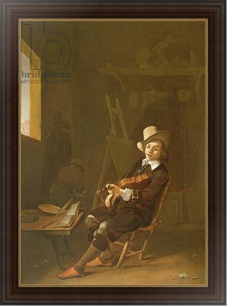Постер Self Portrait of the Artist Playing a Violin с типом исполнения На холсте в раме в багетной раме 1.023.151