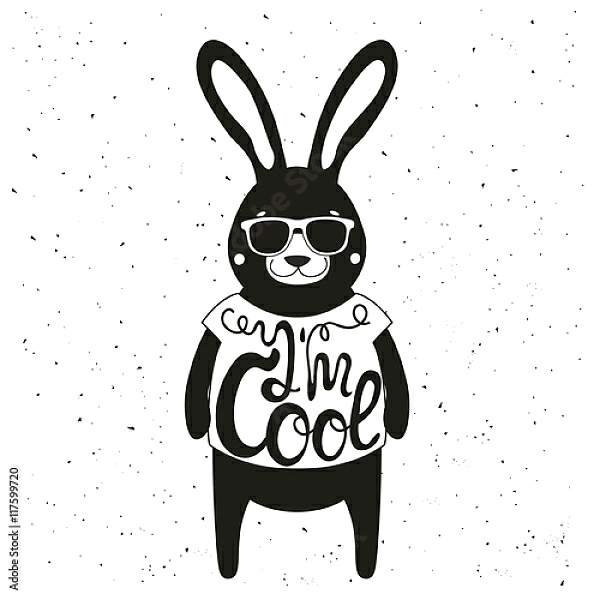 Постер Стильный кролик в солнцезащитных очках с типом исполнения На холсте без рамы