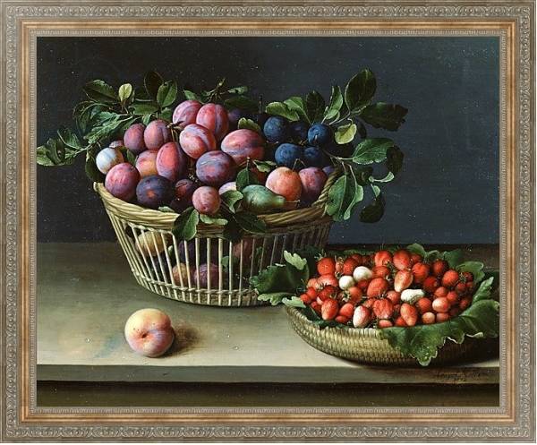 Постер Basket of Plums and Basket of Strawberries, 1632 с типом исполнения На холсте в раме в багетной раме 484.M48.310