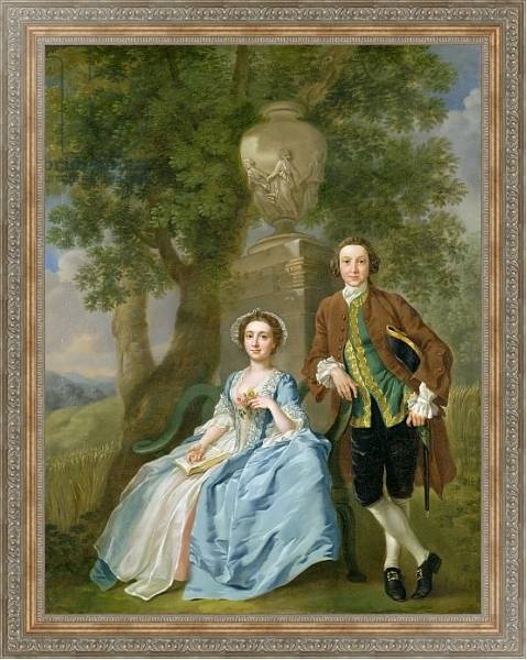 Постер Portrait of George and Margaret Rogers, c.1748-50 с типом исполнения На холсте в раме в багетной раме 484.M48.310
