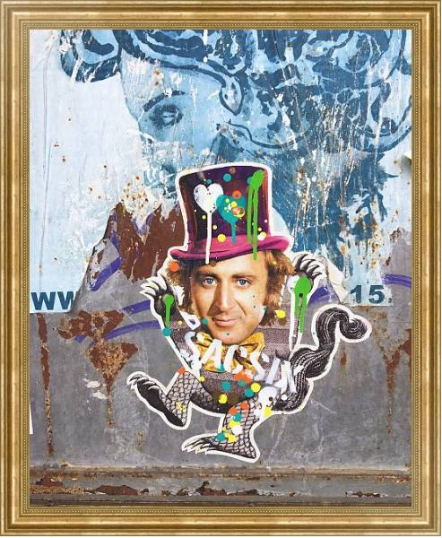 Постер Рисунок шляпника на стене с типом исполнения На холсте в раме в багетной раме NA033.1.051