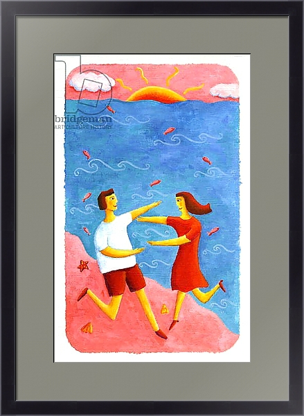 Постер Couple Embracing on Beach, 2003 с типом исполнения Под стеклом в багетной раме 221-01