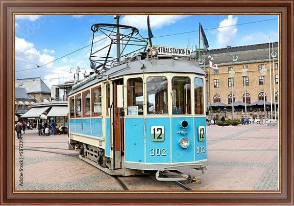 Постер исторический трамвай в Гётеборге, Швеция с типом исполнения На холсте в раме в багетной раме 35-M719P-83