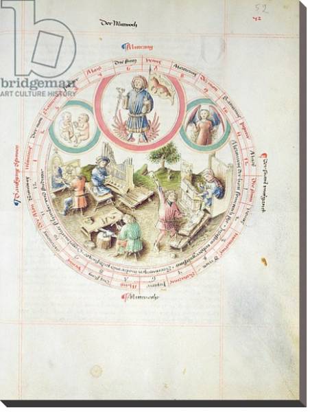 Постер MS 2a Astron 1, fol 5.2 Astrological chart depicting Wednesday с типом исполнения На холсте без рамы