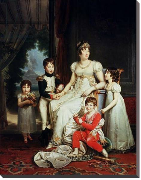 Постер Caroline Bonaparte and her Children с типом исполнения На холсте без рамы