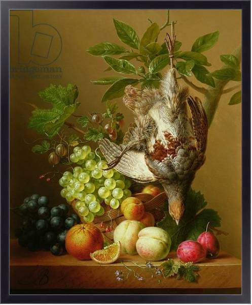 Постер Still Life with Fruit and a Dead Partridge с типом исполнения На холсте в раме в багетной раме 221-01