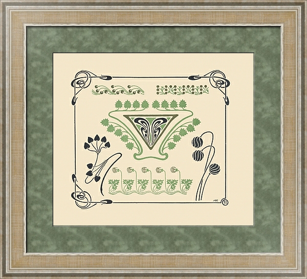Постер Abstract design based on leaves and arabesques с типом исполнения Акварель в раме в багетной раме 485.M40.584