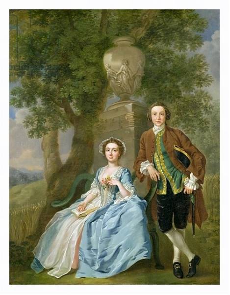 Постер Portrait of George and Margaret Rogers, c.1748-50 с типом исполнения На холсте в раме в багетной раме 221-03