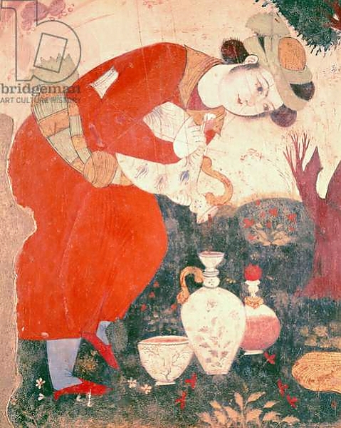 Постер Woman pouring Wine in the Court of Shah Abbas I, 1585-1627 с типом исполнения На холсте без рамы