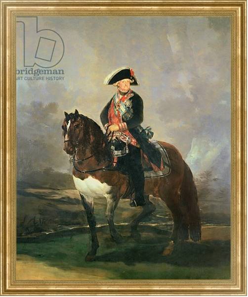 Постер Equestrian portrait of King Carlos IV, 1800-1801 с типом исполнения На холсте в раме в багетной раме NA033.1.051