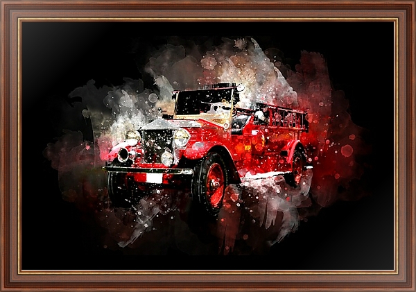 Постер Рисунок красного автомобиля с типом исполнения На холсте в раме в багетной раме 35-M719P-83