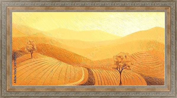 Постер Оранжевый горизонт с типом исполнения На холсте в раме в багетной раме 484.M48.310