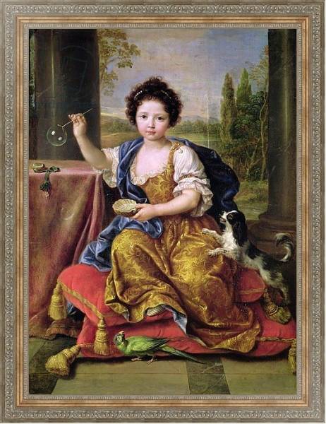 Постер Marie-Anne de Bourbon Mademoiselle de Blois, Blowing Soap Bubbles с типом исполнения На холсте в раме в багетной раме 484.M48.310