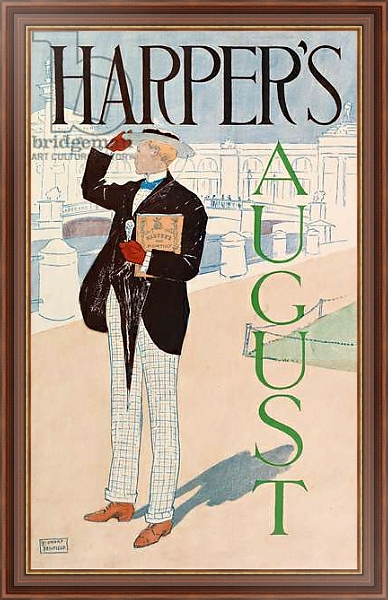 Постер Poster advertising Harper's New Monthly Magazine, August 1893 с типом исполнения На холсте в раме в багетной раме 35-M719P-83