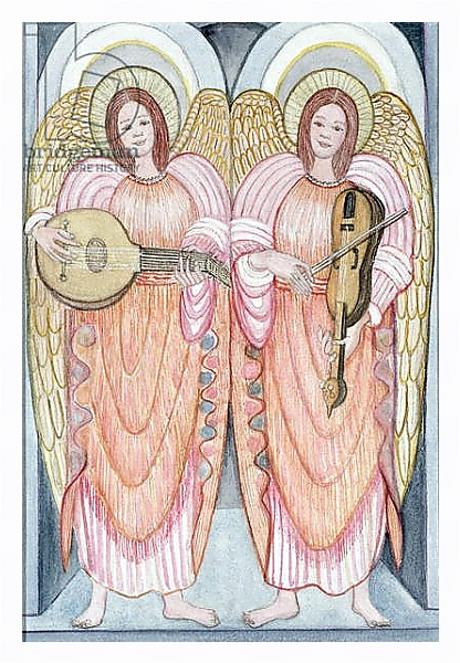 Постер Two angels playing instruments, 1995 с типом исполнения На холсте в раме в багетной раме 221-03