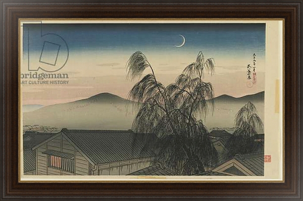 Постер Evening Moon in Kobe Taisho era, January 1920 с типом исполнения На холсте в раме в багетной раме 1.023.151