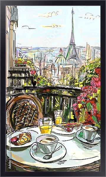 Постер Французские зарисовки #52 с типом исполнения На холсте в раме в багетной раме 221-01